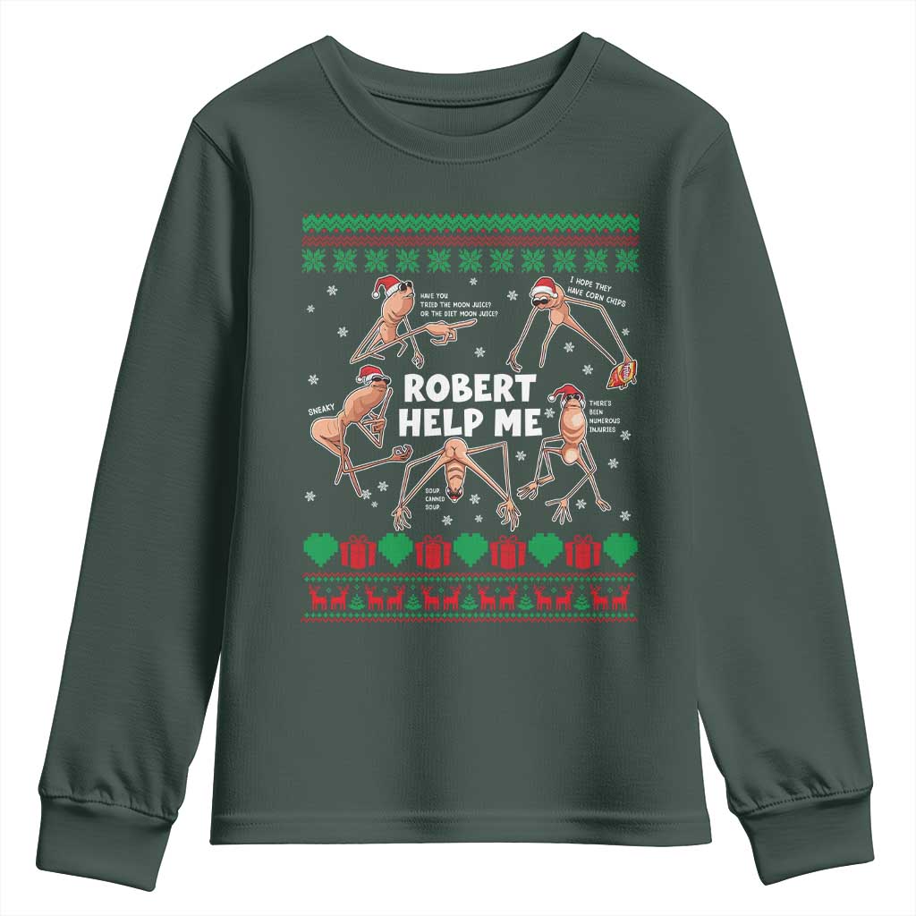 Marcus The Worm Christmas Meme Youth Sweatshirt TS14 Dark Forest Green Print Your Wear