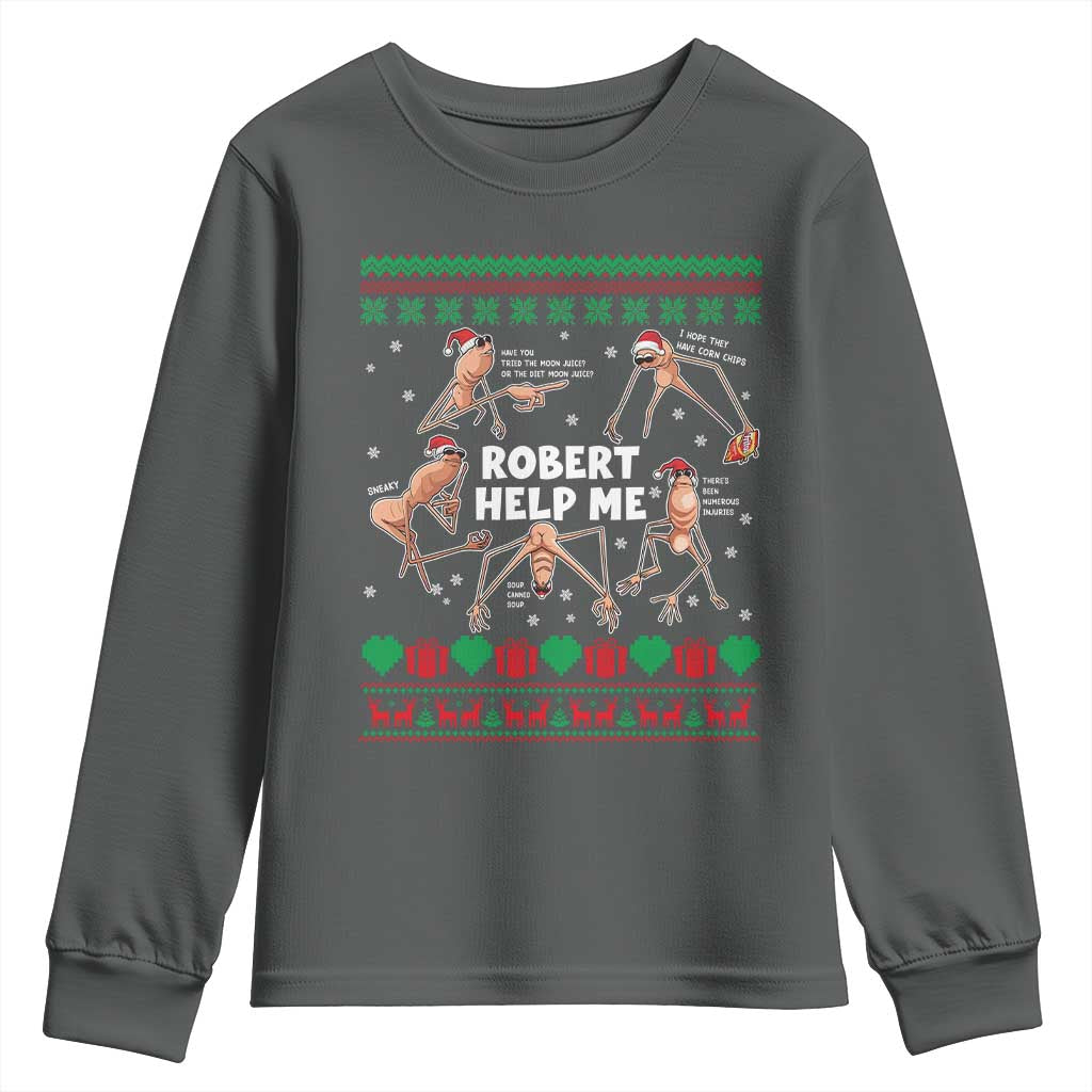 Marcus The Worm Christmas Meme Youth Sweatshirt TS14 Dark Heather Print Your Wear