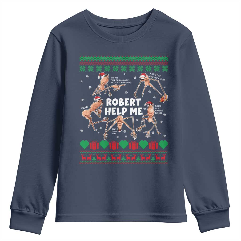 Marcus The Worm Christmas Meme Youth Sweatshirt TS14 Navy Print Your Wear
