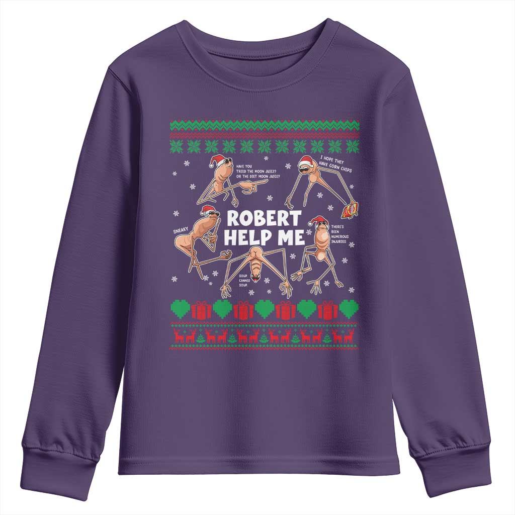 Marcus The Worm Christmas Meme Youth Sweatshirt TS14 Purple Print Your Wear