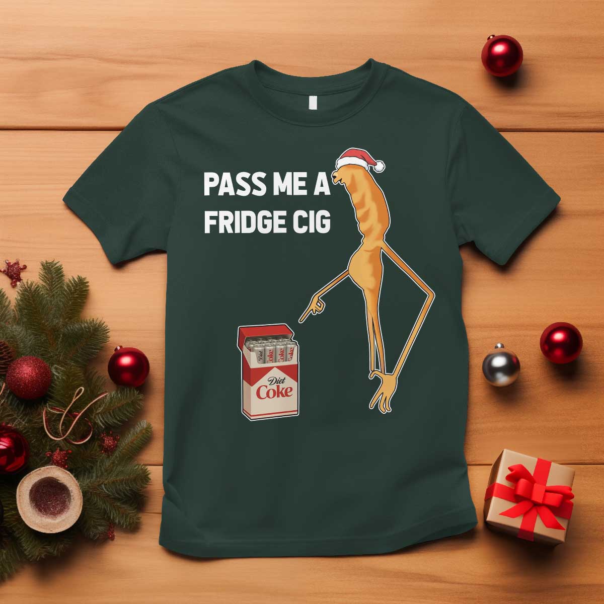 Marcus The Worm Christmas Meme T Shirt Pass Me A Fridge Cig TS14 Dark Forest Green Print Your Wear