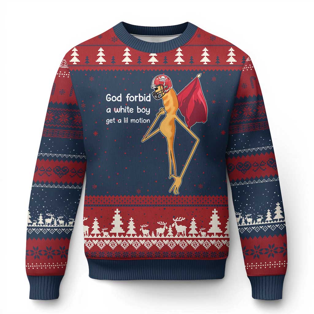 God Forbid A White Boy Get A Lil Motion Ugly Christmas Sweater Marcus The Worm Robert Meme Cosplay TS14 Navy Red Print Your Wear
