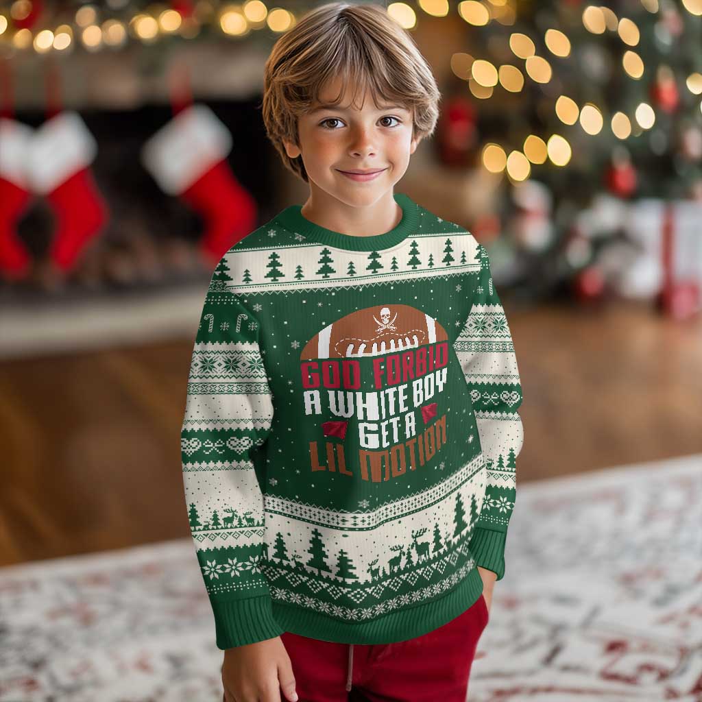 God Forbid A White Boy Get A Lil Motion Ugly Christmas Sweater Funny Football Quote TS14 Forest Green Beige Print Your Wear