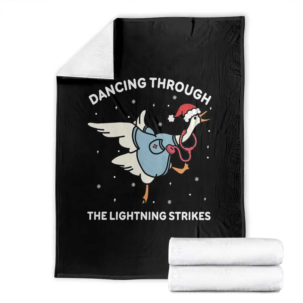 Christmas Goose Nurse Throw Blanket Dancing Through The Lightning Strikes TS14 Black Print Your Wear
