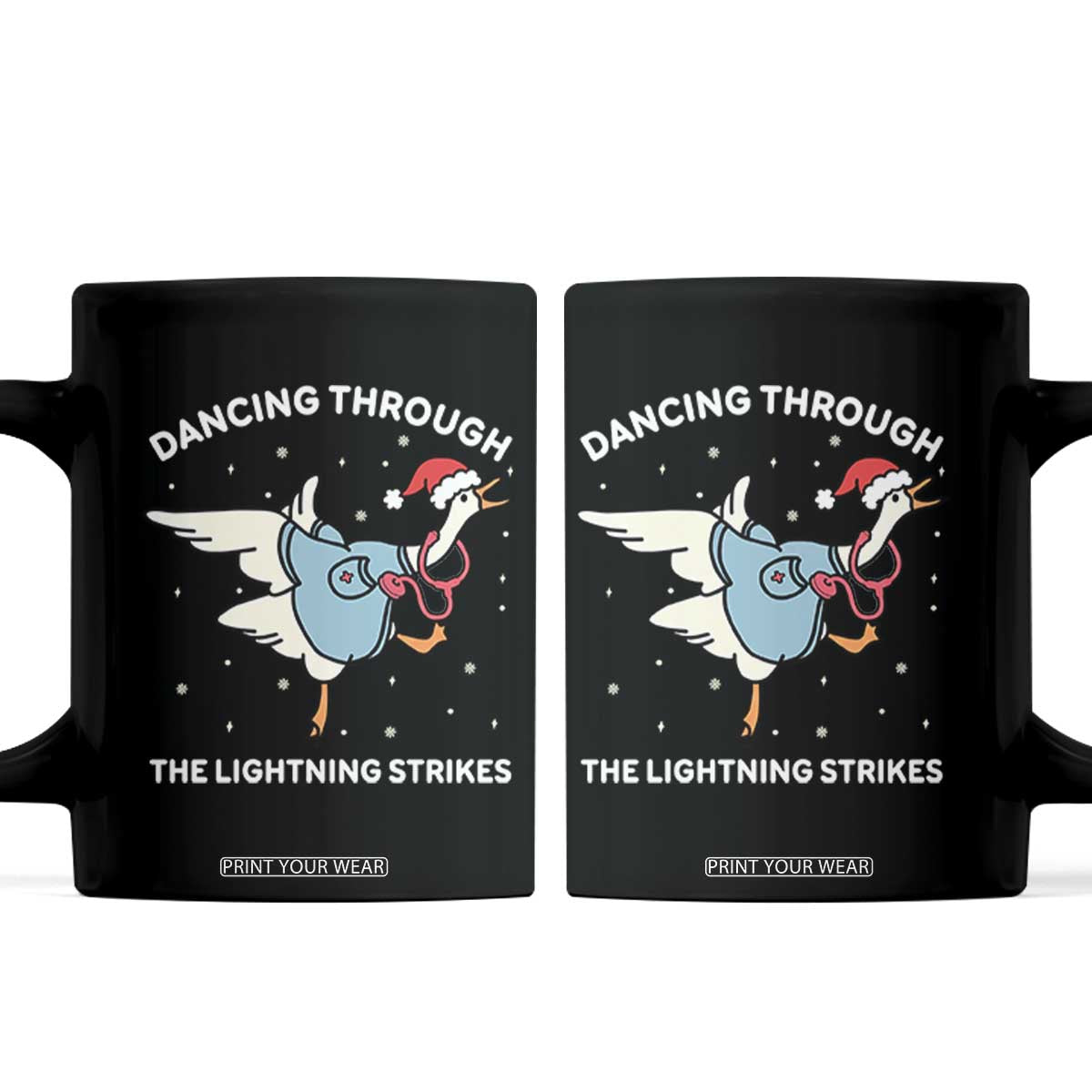 Christmas Goose Nurse Coffee Mug Dancing Through The Lightning Strikes TS14 Black Print Your Wear