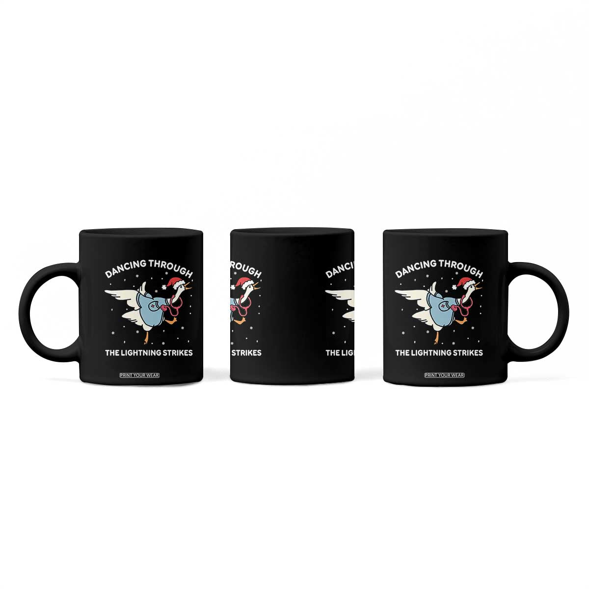 Christmas Goose Nurse Coffee Mug Dancing Through The Lightning Strikes - Print Your Wear