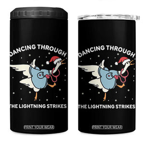 Christmas Goose Nurse 4 in 1 Can Cooler Tumbler Dancing Through The Lightning Strikes - Print Your Wear