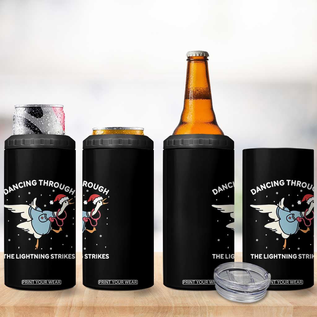 Christmas Goose Nurse 4 in 1 Can Cooler Tumbler Dancing Through The Lightning Strikes TS14 Print Your Wear