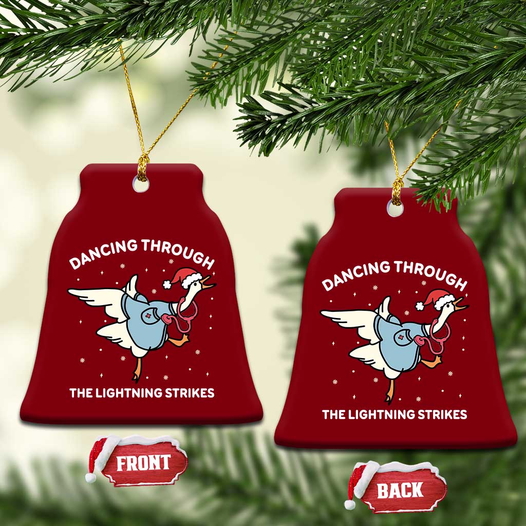 Christmas Goose Nurse Ceramic Ornament Dancing Through The Lightning Strikes - Print Your Wear