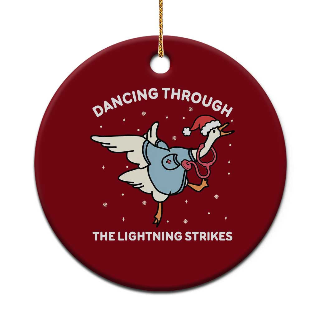 Christmas Goose Nurse Ceramic Ornament Dancing Through The Lightning Strikes - Print Your Wear