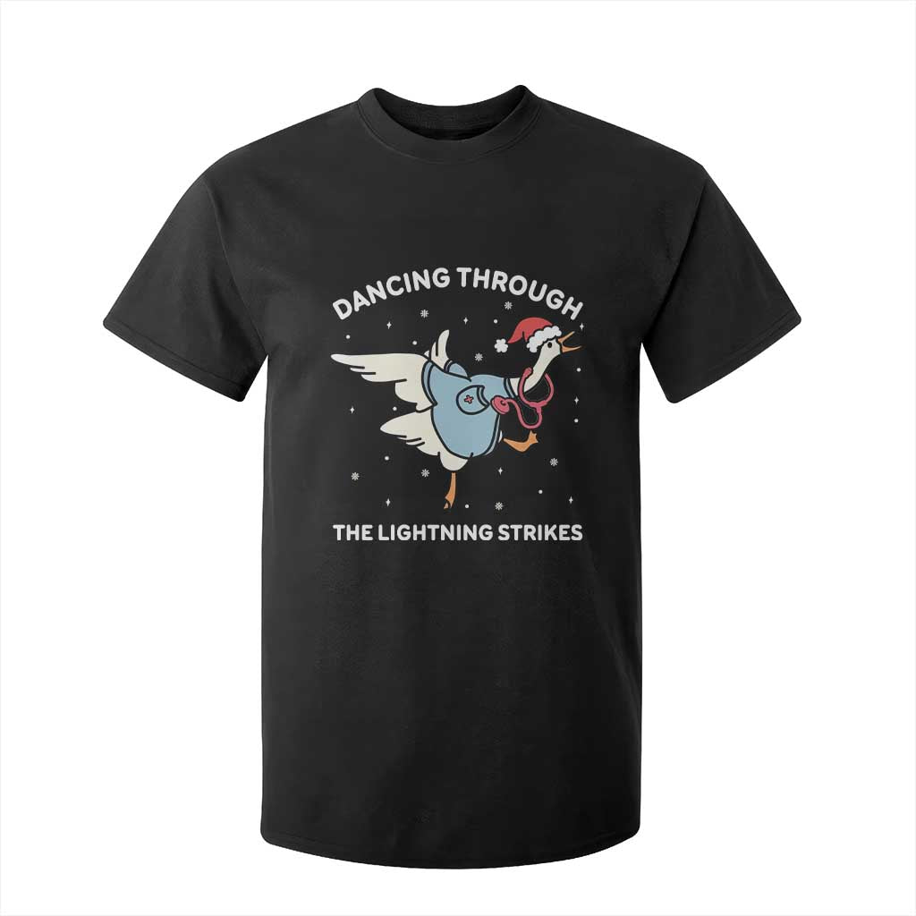 Christmas Goose Nurse T Shirt For Kid Dancing Through The Lightning Strikes TS14 Black Print Your Wear