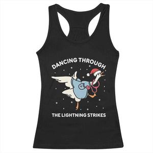 Christmas Goose Nurse Racerback Tank Top Dancing Through The Lightning Strikes TS14 Black Print Your Wear