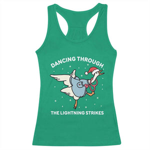 Christmas Goose Nurse Racerback Tank Top Dancing Through The Lightning Strikes TS14 Irish Green Print Your Wear