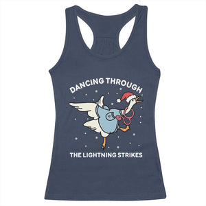 Christmas Goose Nurse Racerback Tank Top Dancing Through The Lightning Strikes TS14 Navy Print Your Wear