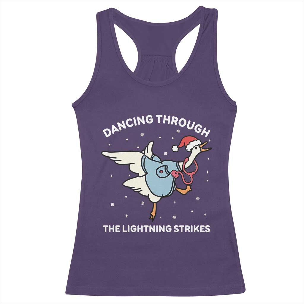 Christmas Goose Nurse Racerback Tank Top Dancing Through The Lightning Strikes TS14 Purple Print Your Wear