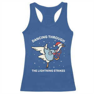 Christmas Goose Nurse Racerback Tank Top Dancing Through The Lightning Strikes TS14 Royal Blue Print Your Wear