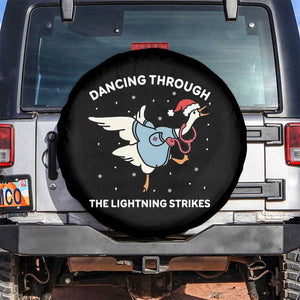 Christmas Goose Nurse Spare Tire Cover Dancing Through The Lightning Strikes TS14 No hole Black Print Your Wear