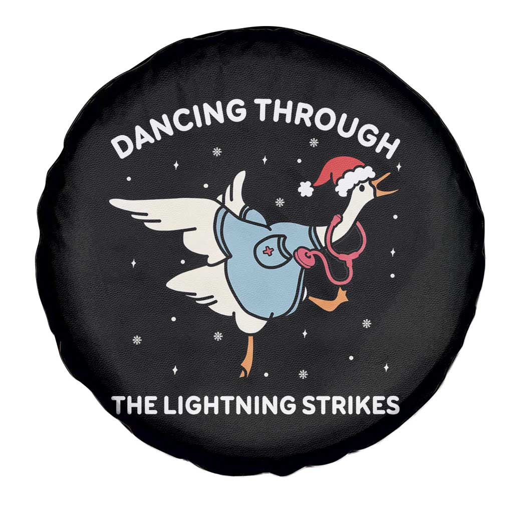 Christmas Goose Nurse Spare Tire Cover Dancing Through The Lightning Strikes TS14 Print Your Wear