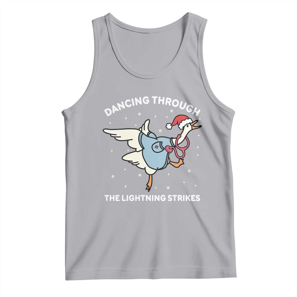 Christmas Goose Nurse Tank Top Dancing Through The Lightning Strikes TS14 Athletic Heather Print Your Wear