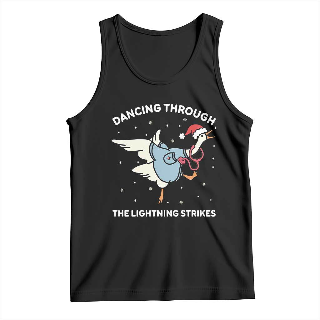 Christmas Goose Nurse Tank Top Dancing Through The Lightning Strikes TS14 Black Print Your Wear