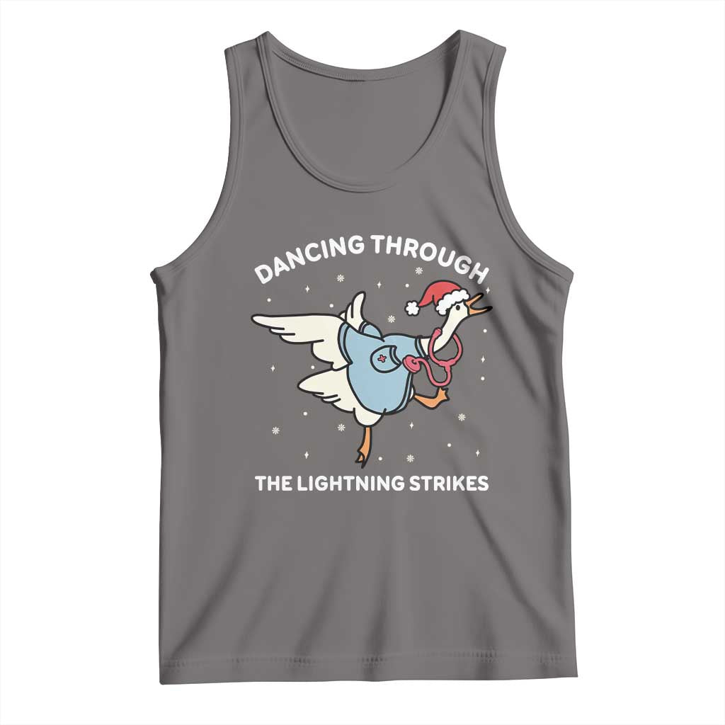 Christmas Goose Nurse Tank Top Dancing Through The Lightning Strikes TS14 Deep Heather Print Your Wear