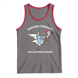 Christmas Goose Nurse Tank Top Dancing Through The Lightning Strikes TS14 Deep Heather Red Print Your Wear