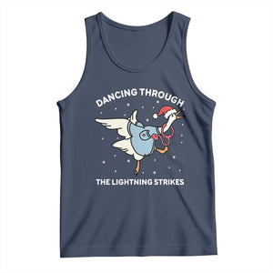 Christmas Goose Nurse Tank Top Dancing Through The Lightning Strikes TS14 Navy Print Your Wear