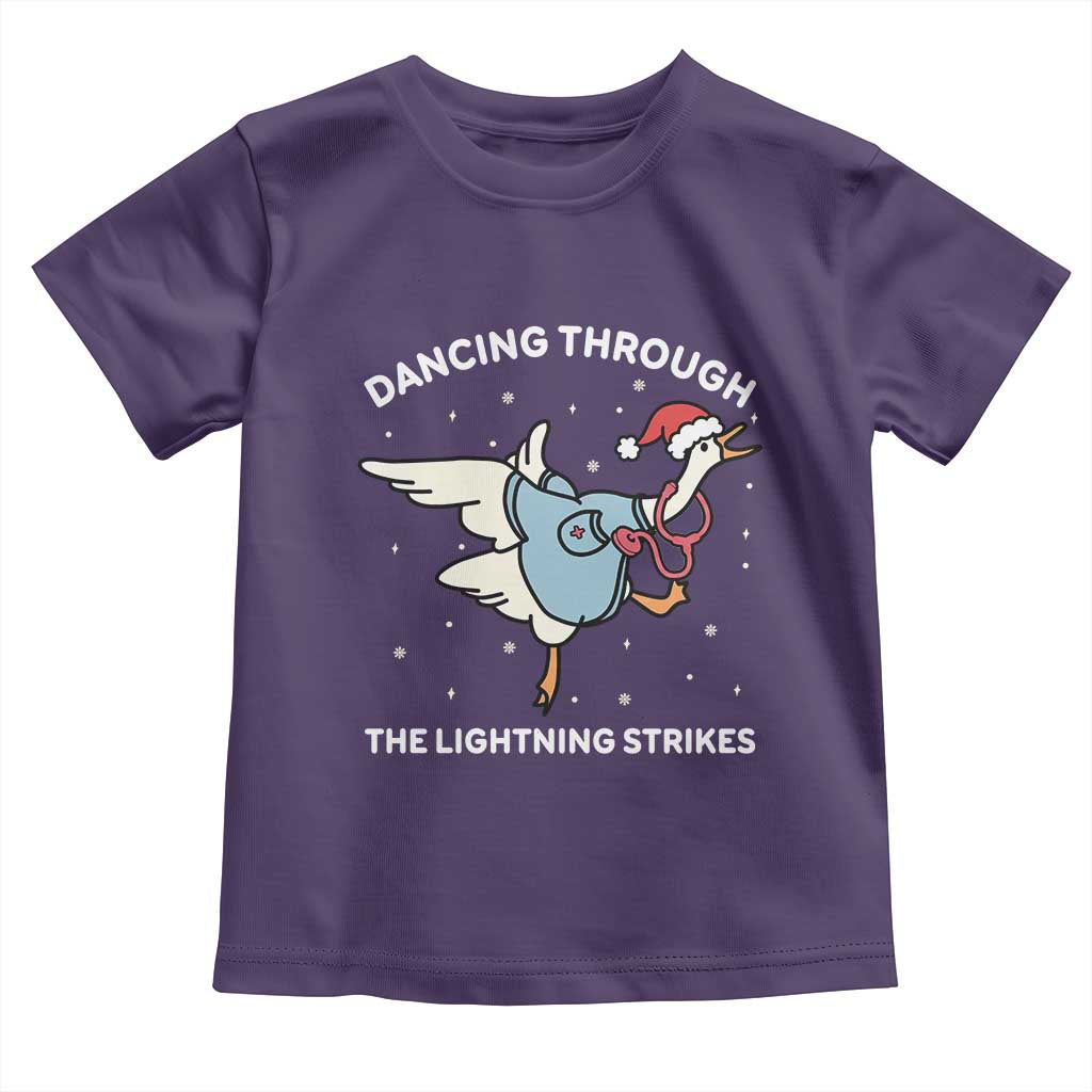 Christmas Goose Nurse Toddler T Shirt Dancing Through The Lightning Strikes TS14 Purple Print Your Wear