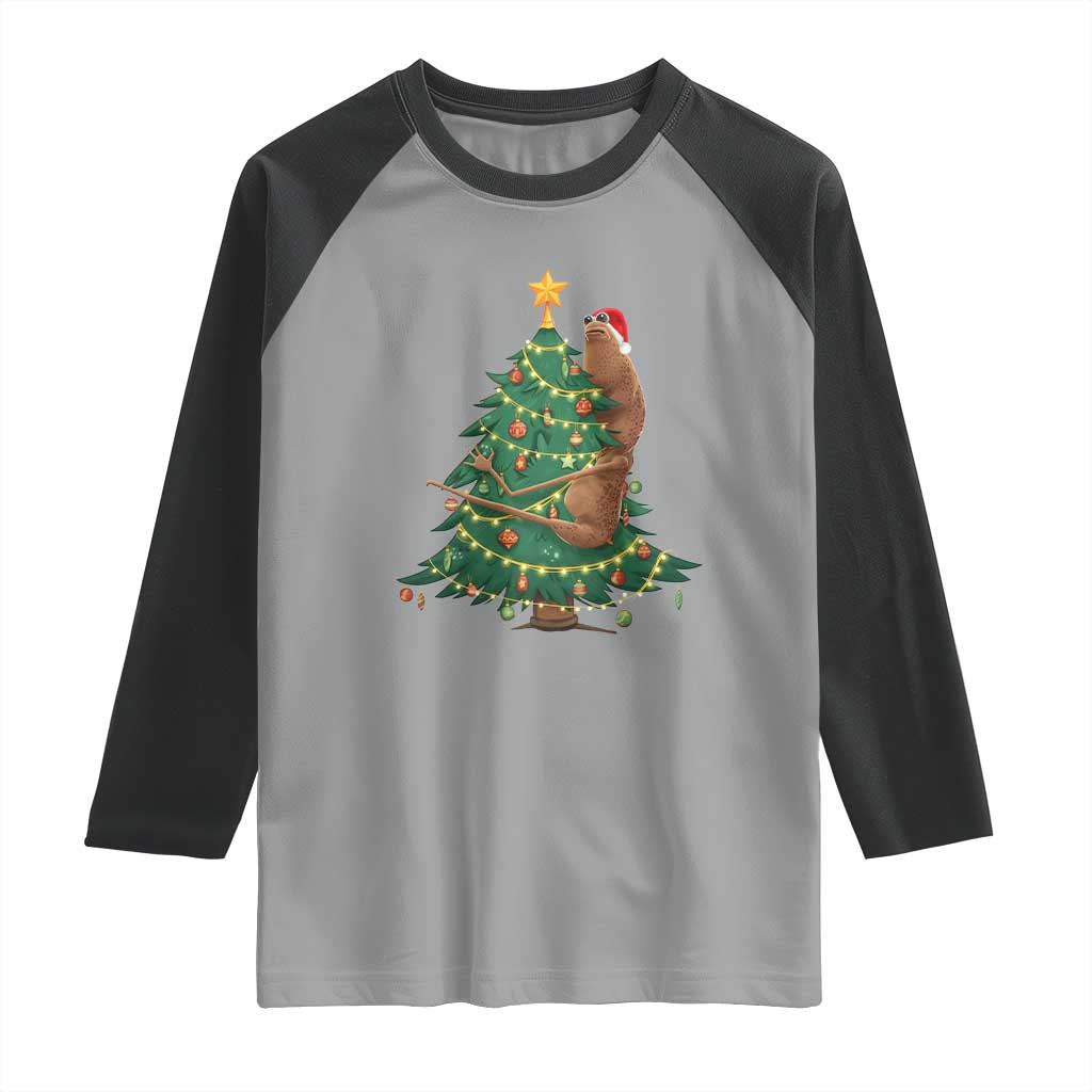 Marcus The Worm Meme Funny Christmas Raglan Shirt TS14 Sport Gray Black Print Your Wear