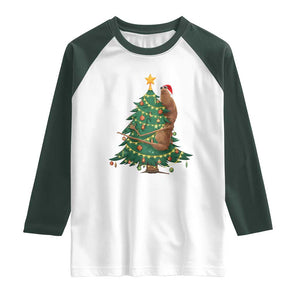 Marcus The Worm Meme Funny Christmas Raglan Shirt TS14 White Dark Forest Green Print Your Wear