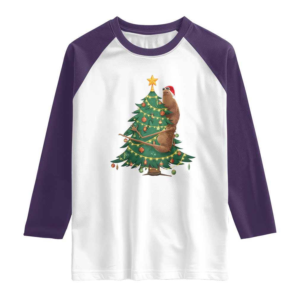 Marcus The Worm Meme Funny Christmas Raglan Shirt TS14 White Purple Print Your Wear