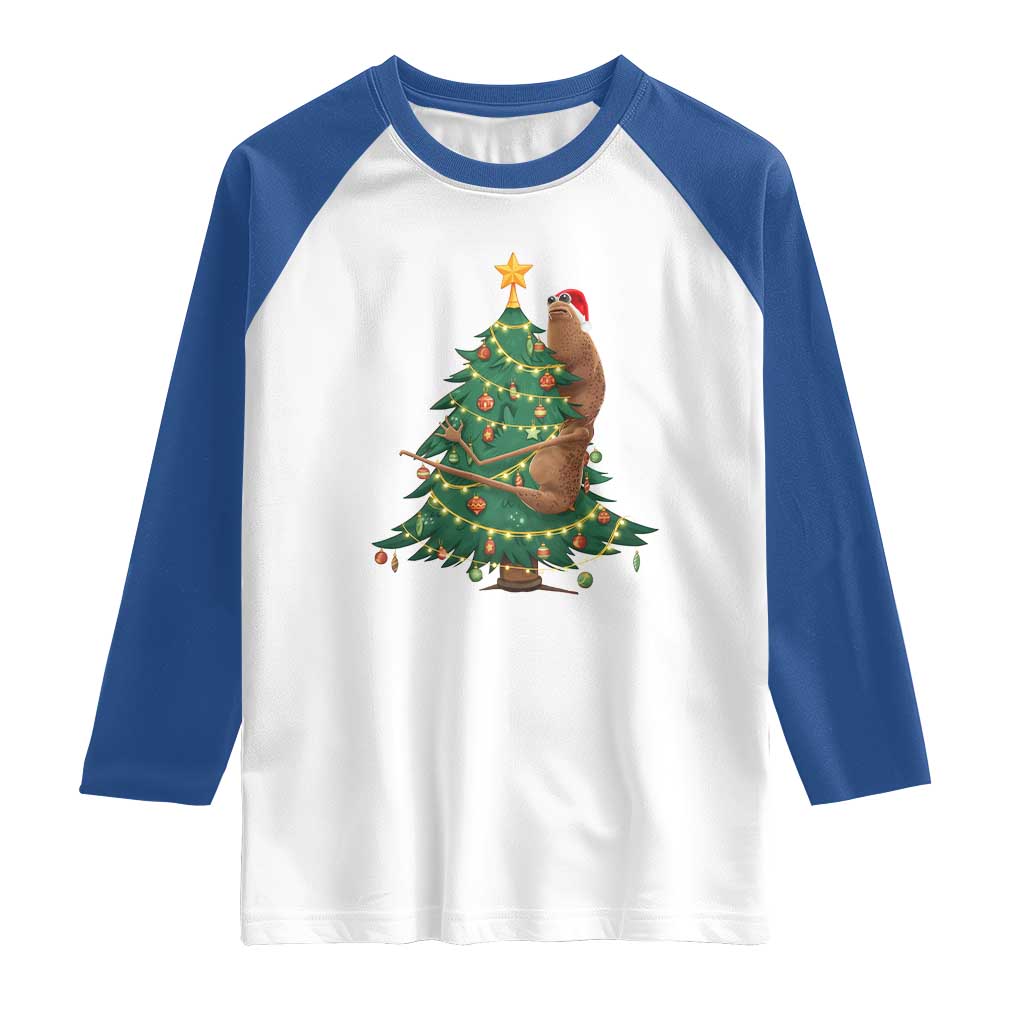 Marcus The Worm Meme Funny Christmas Raglan Shirt TS14 White Royal Print Your Wear
