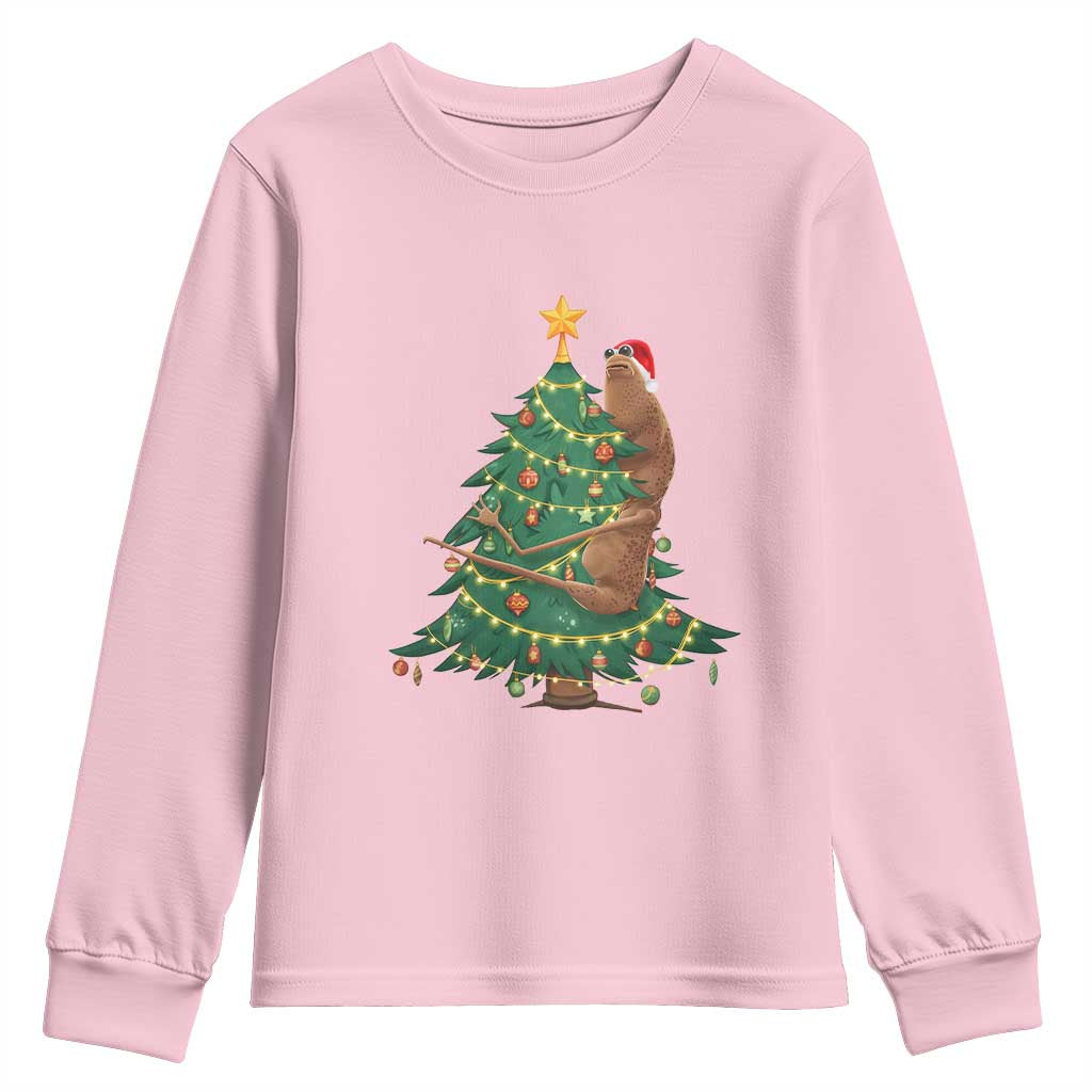 Marcus The Worm Meme Funny Christmas Youth Sweatshirt TS14 Light Pink Print Your Wear