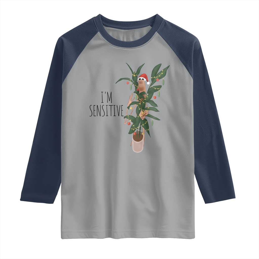 Marcus The Worm Christmas Meme Raglan Shirt I Am Sensitive TS14 Sport Gray Navy Print Your Wear