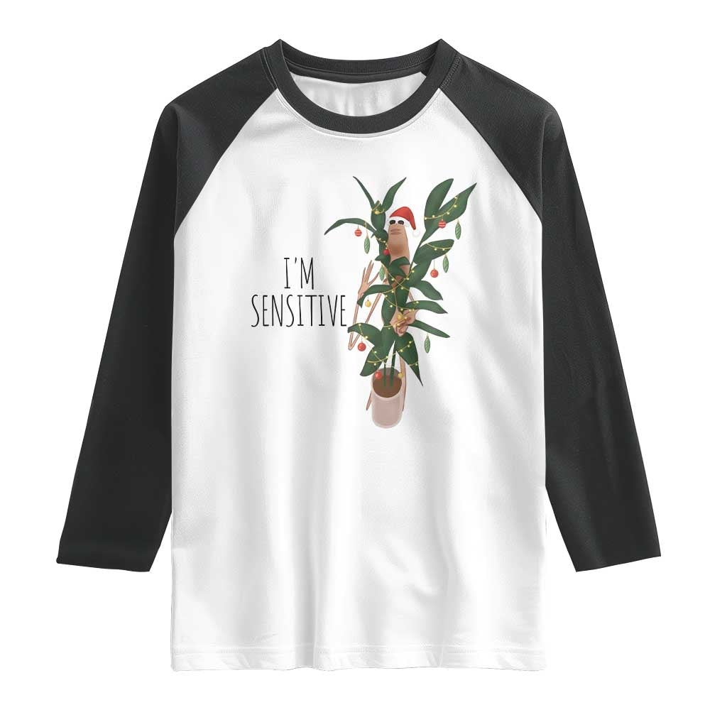 Marcus The Worm Christmas Meme Raglan Shirt I Am Sensitive TS14 White Black Print Your Wear