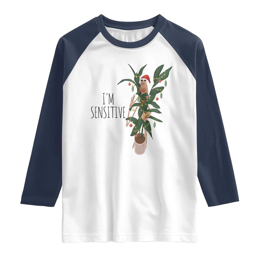 Marcus The Worm Christmas Meme Raglan Shirt I Am Sensitive TS14 White Navy Print Your Wear