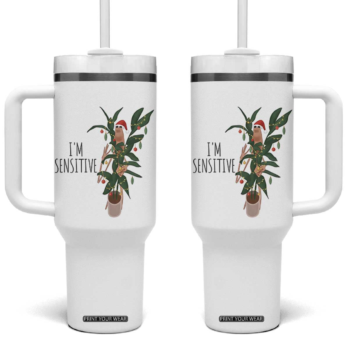 Marcus The Worm Christmas Meme Tumbler With Handle I Am Sensitive TS14 One Size: 40 oz White Print Your Wear