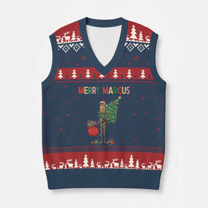 Marcus The Worm Xmas Meme V-Neck Knit Sweater Vest TS14 Navy Red Print Your Wear