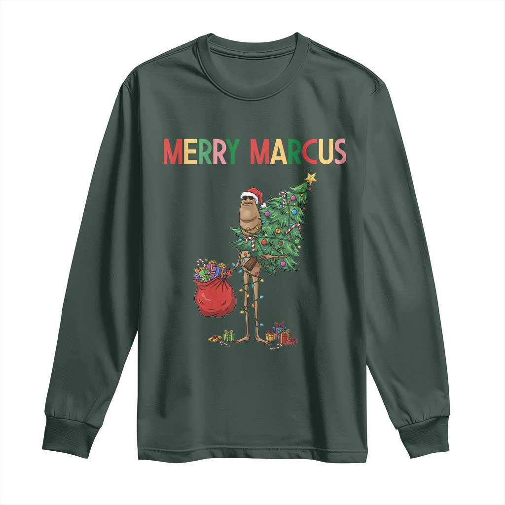 Marcus The Worm Christmas Meme Long Sleeve Shirt TS14 Dark Forest Green Print Your Wear