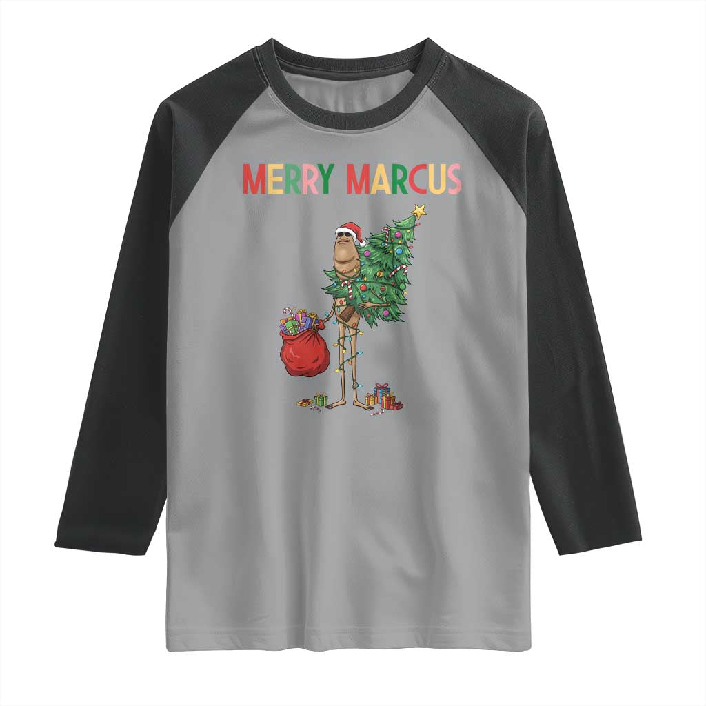 Marcus The Worm Christmas Meme Raglan Shirt TS14 Sport Gray Black Print Your Wear