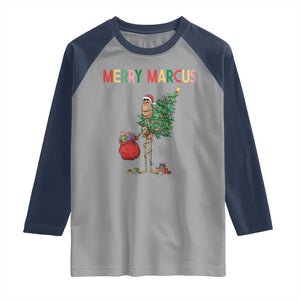 Marcus The Worm Christmas Meme Raglan Shirt TS14 Sport Gray Navy Print Your Wear