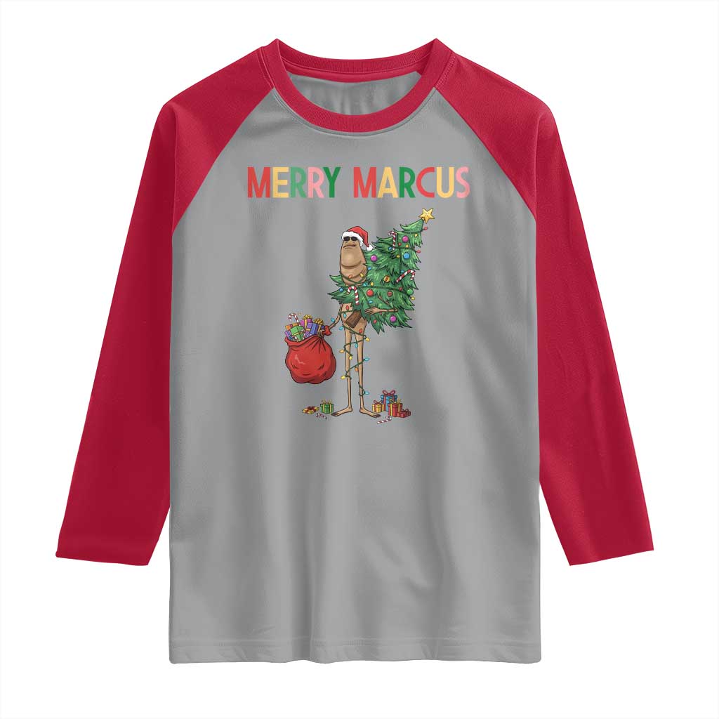 Marcus The Worm Christmas Meme Raglan Shirt TS14 Sport Gray Red Print Your Wear