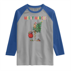 Marcus The Worm Christmas Meme Raglan Shirt TS14 Sport Gray Royal Print Your Wear