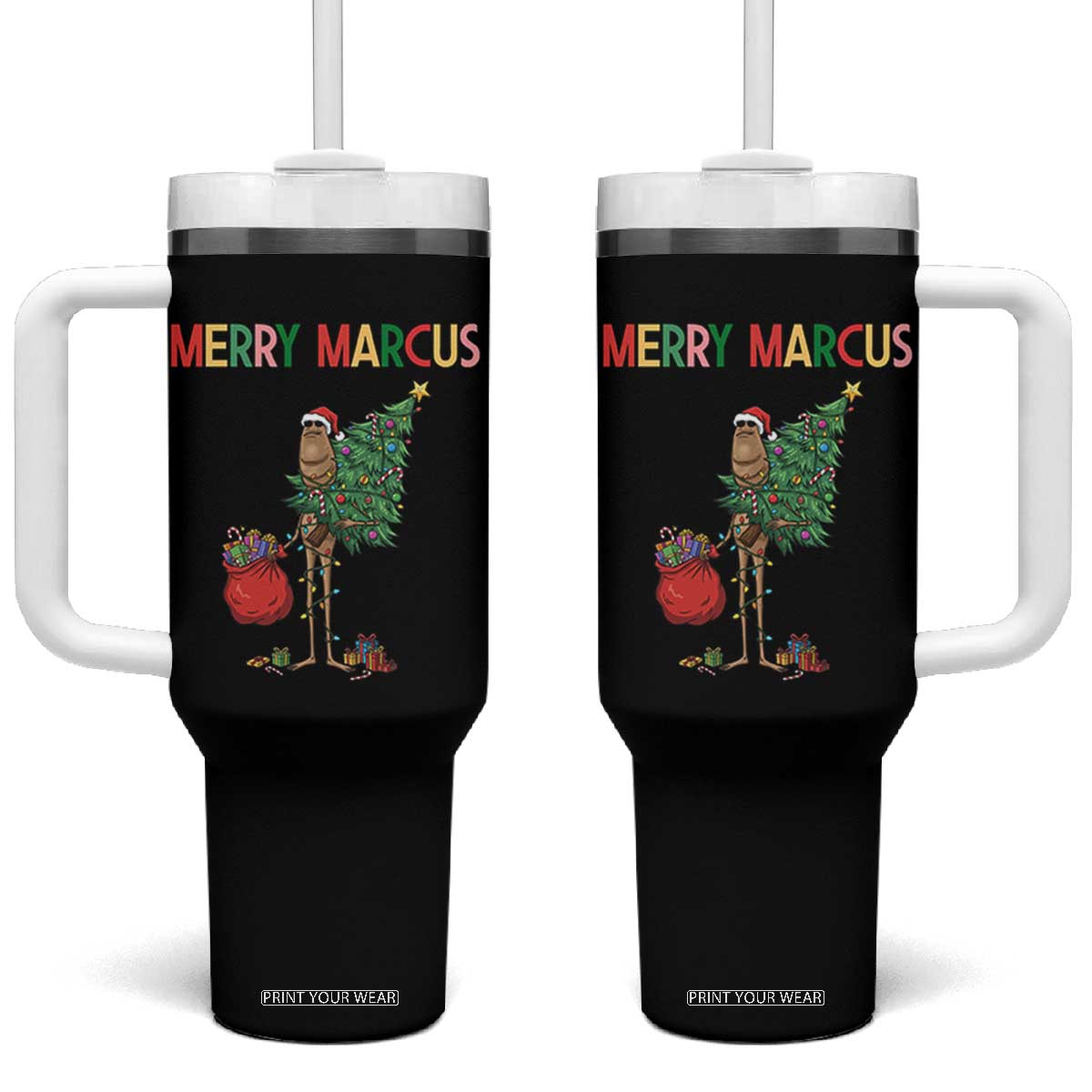 Marcus The Worm Christmas Meme Tumbler With Handle TS14 One Size: 40 oz Black Print Your Wear