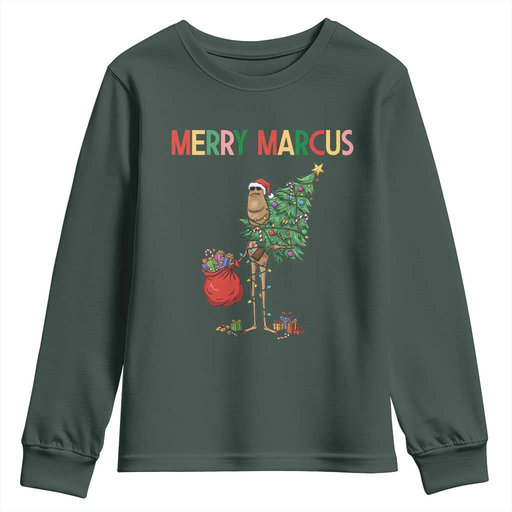 Marcus The Worm Christmas Meme Youth Sweatshirt TS14 Dark Forest Green Print Your Wear
