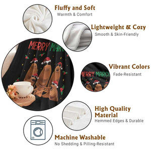 Marcus The Worm Christmas Meme Throw Blanket Funny Brain Rot Gen Z Xmas TS14 Print Your Wear