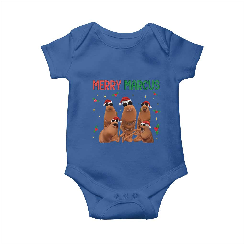 Marcus The Worm Christmas Meme Baby Onesie Funny Brain Rot Gen Z Xmas TS14 Royal Blue Print Your Wear