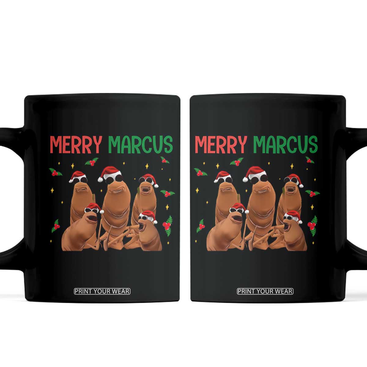 Marcus The Worm Christmas Meme Coffee Mug Funny Brain Rot Gen Z Xmas TS14 Black Print Your Wear