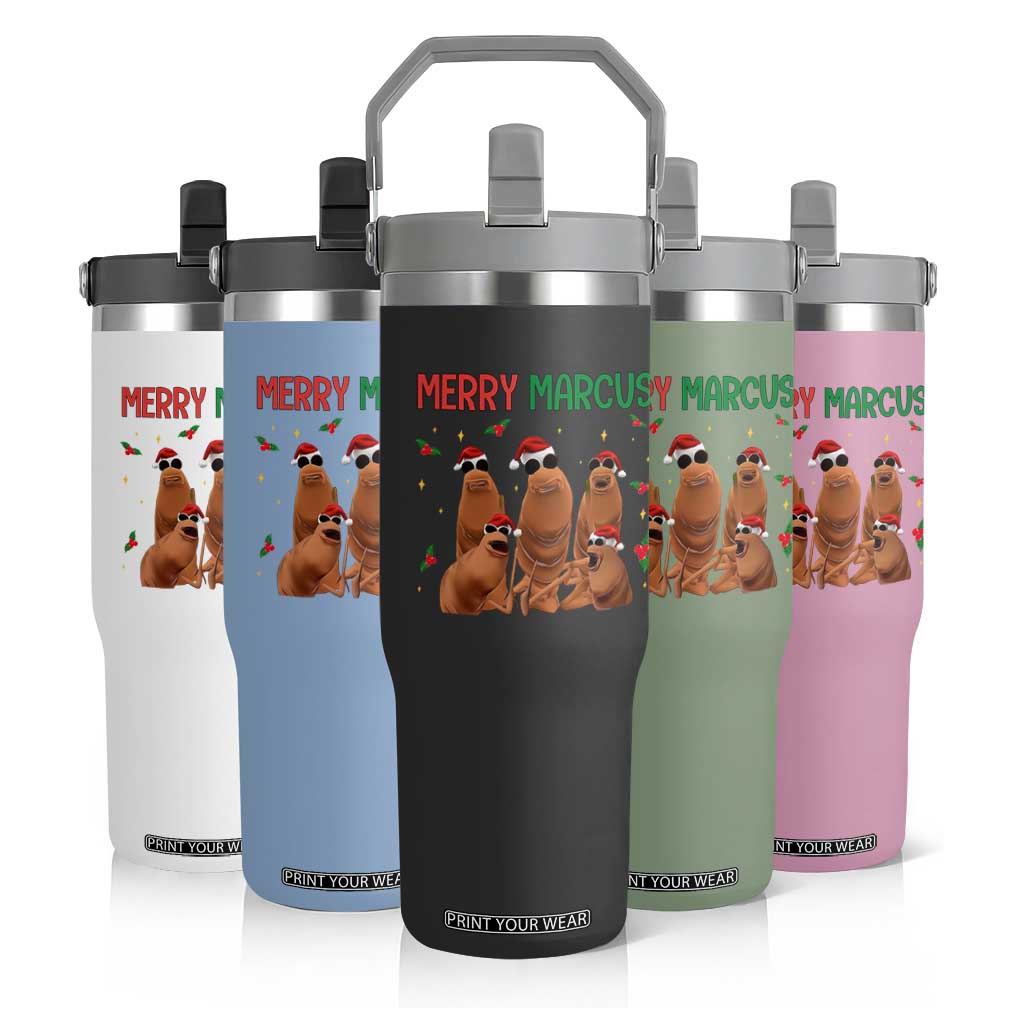 Marcus The Worm Christmas Meme Flip Straw Tumbler Funny Brain Rot Gen Z Xmas TS14 Print Your Wear