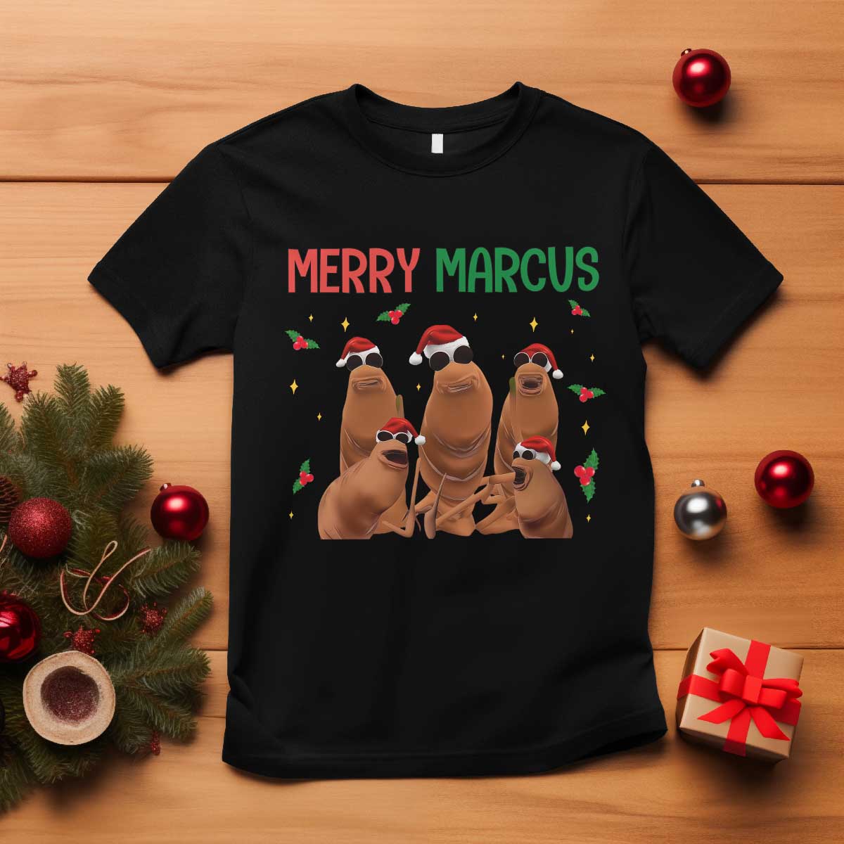 Marcus The Worm Christmas Meme T Shirt Funny Brain Rot Gen Z Xmas TS14 Black Print Your Wear